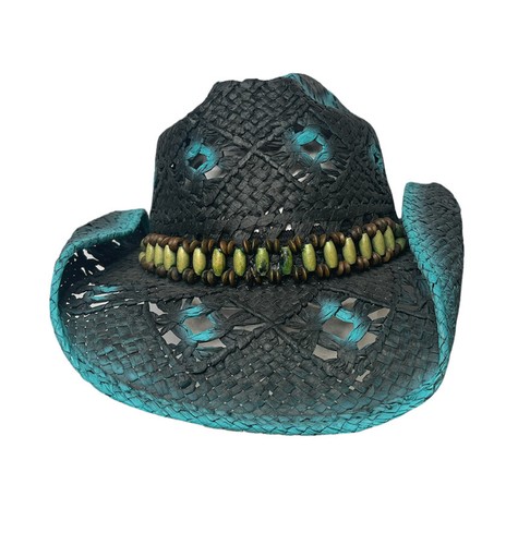 Teal Blue Straw Cowboy Hat 