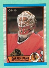 (1) DARREN PANG  1989-90 O-PEE-CHEE # 31 HAWKS GOALIE  NM-MT CARD (J9779)