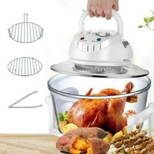 12L Glass Air Fryer Glass Infrared Convection Oven Roaster Cooker 360° Heating