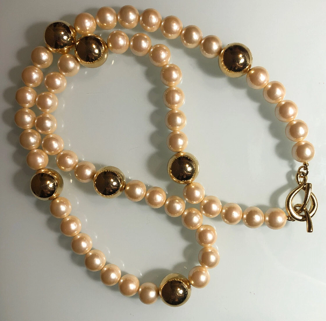 Vintage Pearl With Gold Spacers Necklace