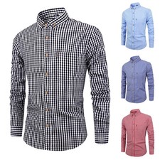 Camisa De Vestir Con Botones Elegante De Algod n A Cuadros Para Hombres Negocios