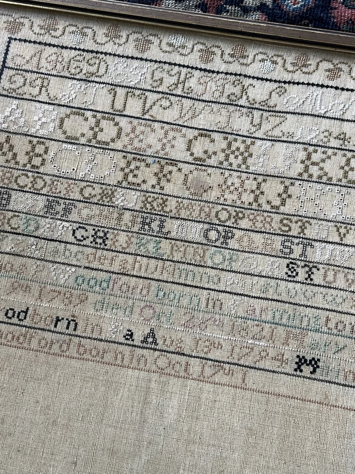 Antique Farmington, Connecticut Silk Needlework Sampler AAFA 19th C 1821 - Image 3 of 4