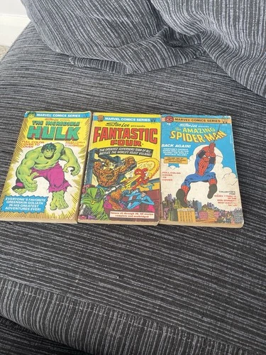Vintage 1970s Marvel Book Bundle Hulk Fantastic Four Spiderman