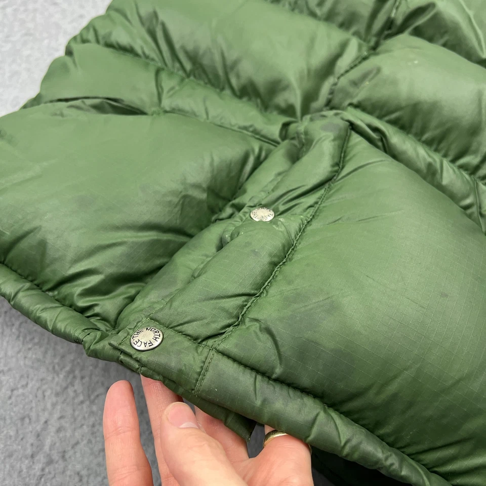 VTG North Face Nuptse Vest Mens XL Green Down Insulated Puffer Retro Snap Up 70s - Image 2 of 4
