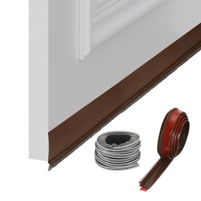 1 Pcs Door Bottom Sweep, 39 x 1 Inch Adhesive Under Door Strip with Brush, Brown