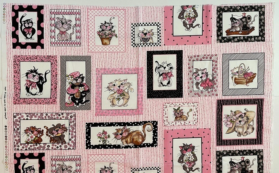 Vintage Panel - Loralie Harris Loralie Designs Fancy Cats, Pink Theme - Image 2 of 4
