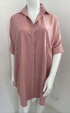 Surafina 14-16 / L-XL Dusky Pink Silk Polyester Dolman Sleeve Shift Shirt Dress