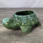 VINTAGE McCoy Style TURTLE Ceramic Planter Green Majolica Glaze California U.S.A