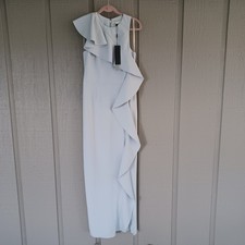 Halston Flounce Crepe Gown Size 6 Women Cocktail Feminine Sleeveless Slit