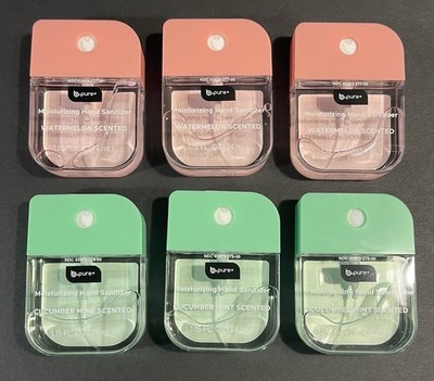 B.Pure Hand Sanitizer - Cucumber Mint - Watermelon - Lot of 6 - 1.15 FL OZ