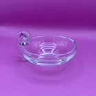 Excellent Steuben Inspired 7” Crystal Glass Snail Scroll Handle Olive Bowl