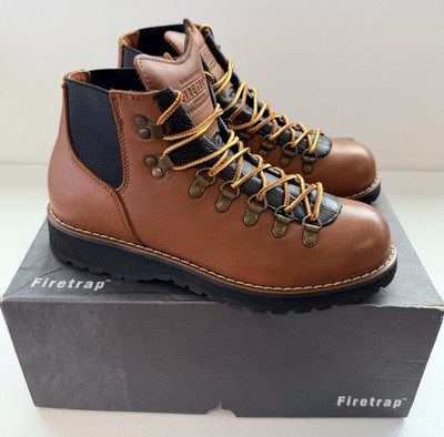 Firetrap Irvine braune Leder Wanderstiefel Wandern Walking hellbraun Gr. UK 6 NEU