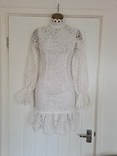 Stunning White Curtwork Lace Fitted Dress By PLT size 6