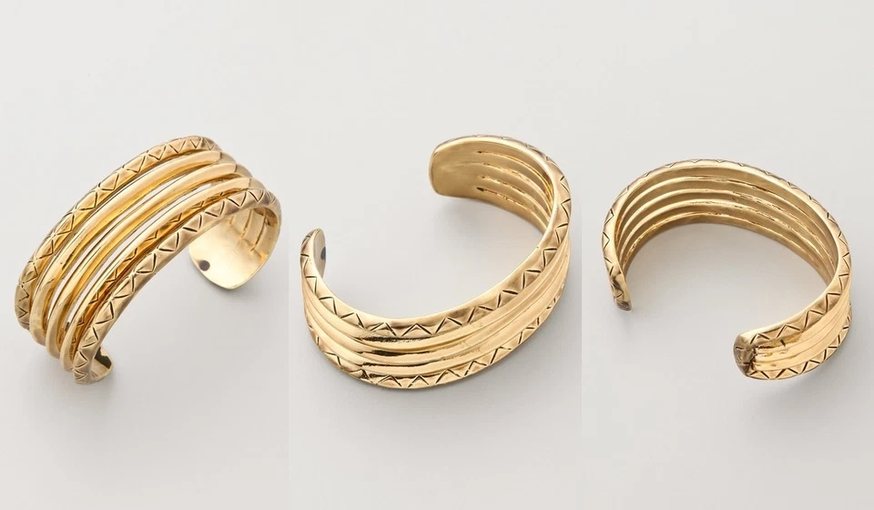 NUEVO BRAZALETE HOUSE OF HARLOW 1960 NICOLE RICHIE ORO PLATA GRABADO PILA Foto 3 de 4