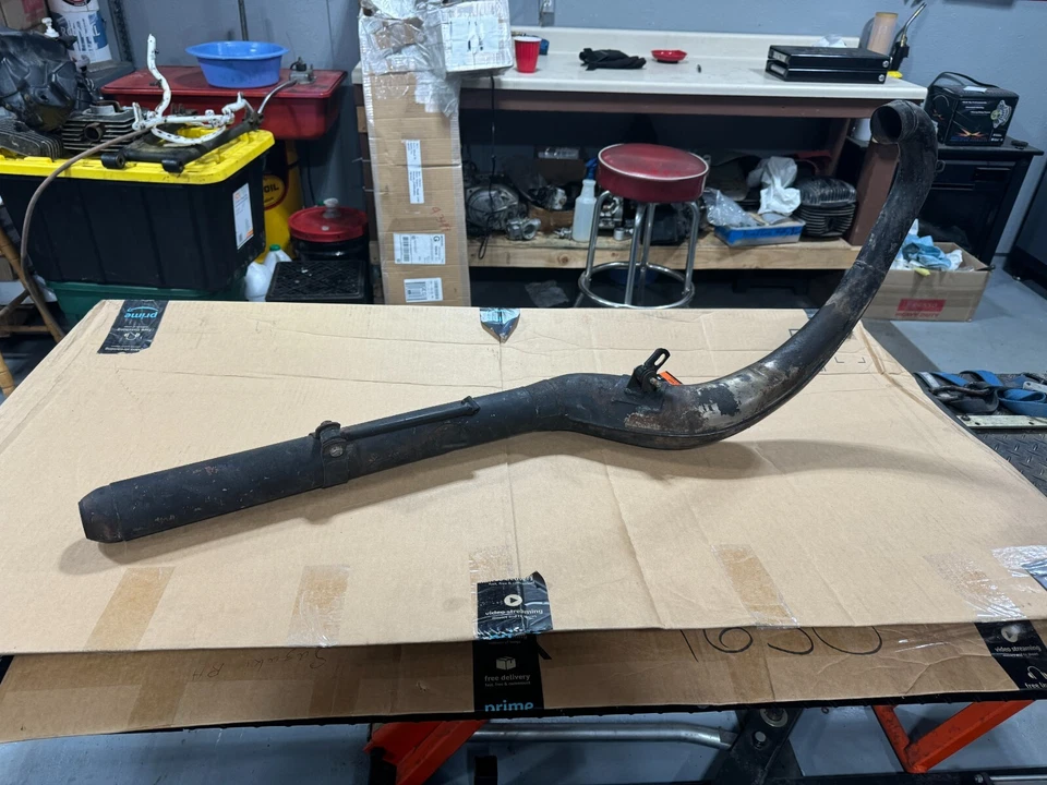 Can-Am MX-2 1975 175cc OEM tubo de escape con soportes buen estado - usado Foto 2 de 4