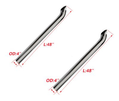 2PCS Chrome 4 IN Curved Exhaust Pipe Stack Truck 4''OD X48'' Length Exhaust Tube