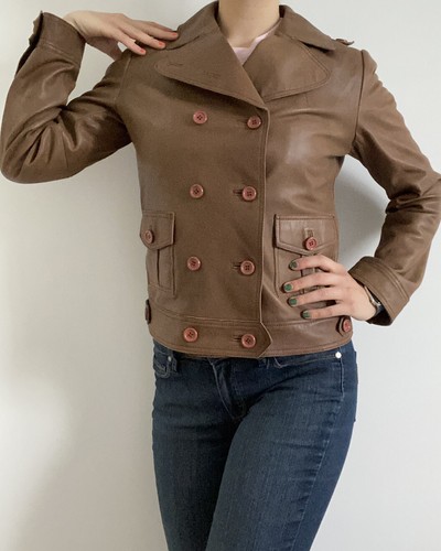RUDSAK Leather brown button up women's 