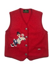 Giesswein Vintage Red Duck Austria Vest Gilet Body Warmer New Wool 36 Eu / 10 Uk