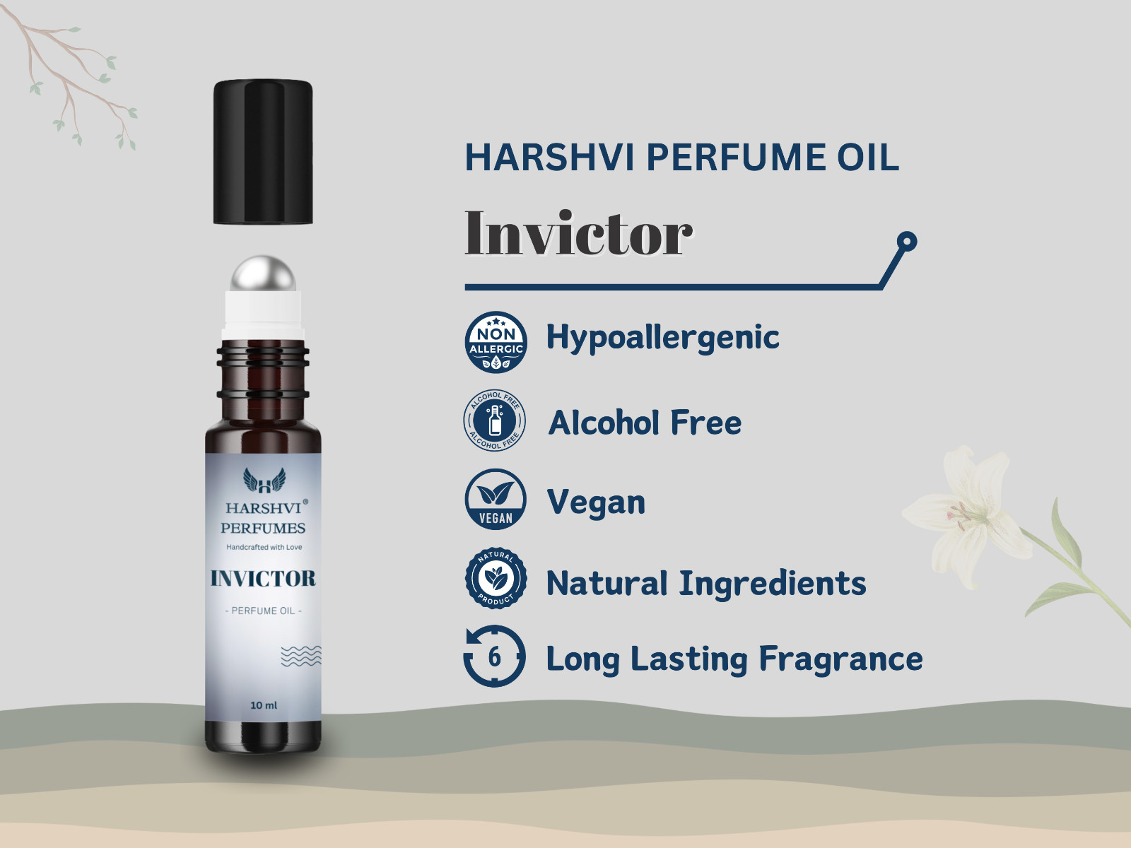 Aceite de perfume Invictor / CPO | Notas audaces de mar fresco | Attar unisex de larga duración