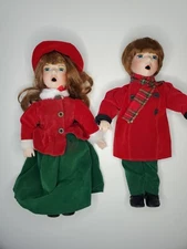 🎄Christmas Carolers Boy & Girl Dolls 14" Porcelain WMG 2003 ETC Co  