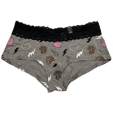 NWT TORRID Boyshort Pantie Underwear Sz 0X-1X Gray Hearts Lace