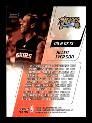 2002-03 Fleer Genuine Names of The Game # NG 6 Allen Iverson Card