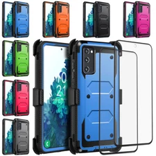For Samsung Galaxy S20 Plus/Ultra/FE Case Shockproof Cover Clip / Tempered Glass