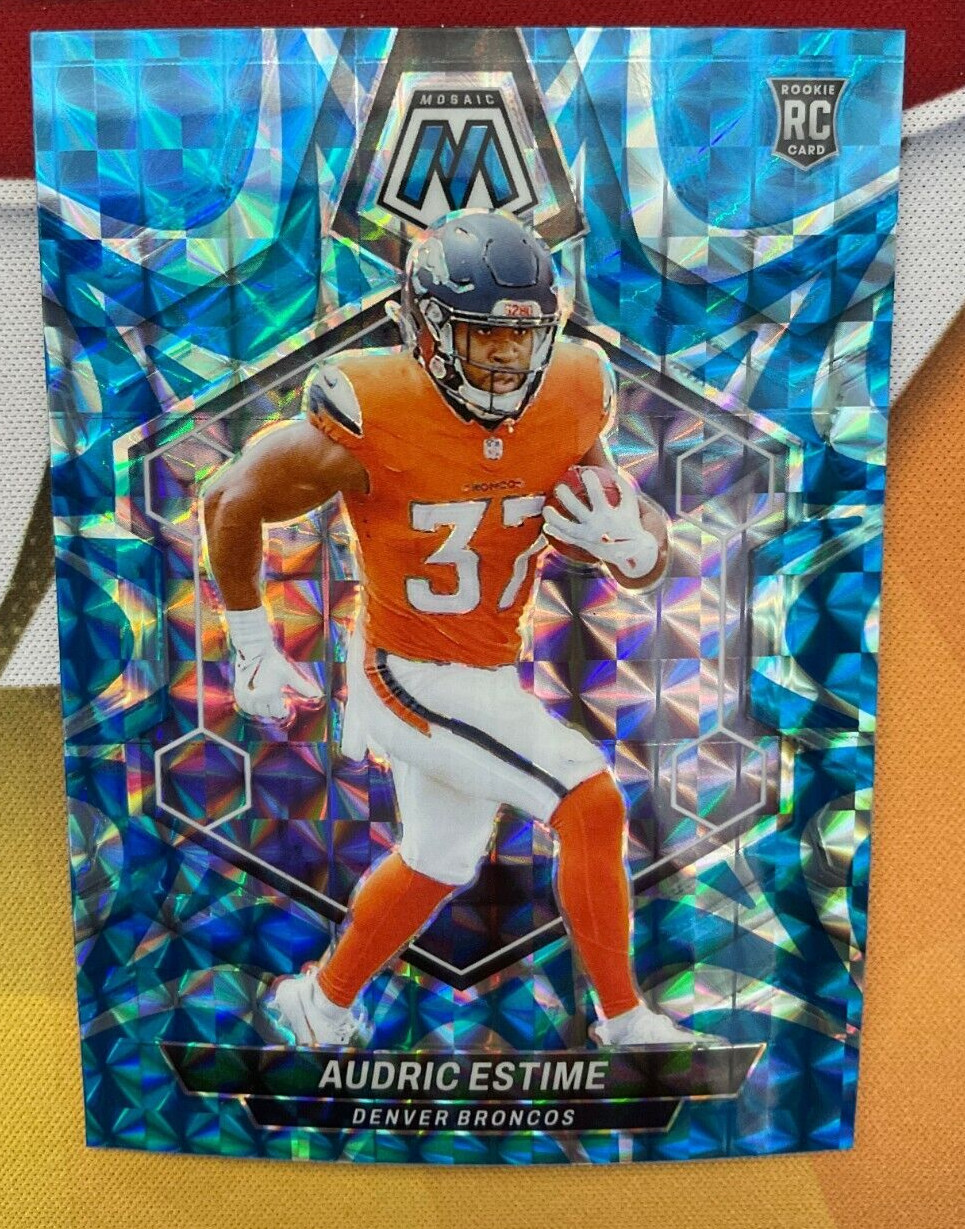 2024 Panini Mosaic Football #392 Audric Estime Blue Reactive Rookie RC