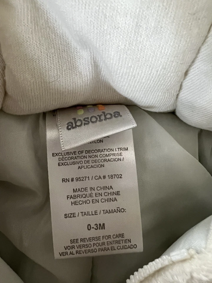 Absorba Bebé Traje de Nieve -0-3 Meses - Oso Beige - Capucha - Niño - Niña - Resistente Foto 2 de 3