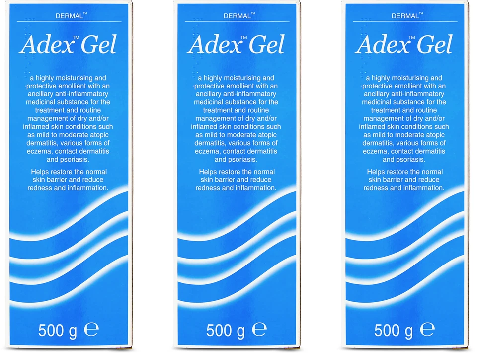 DERMAL Adex Gel 500g | Eczema Relief | Psoriasis Treatment | Skin Care X 3