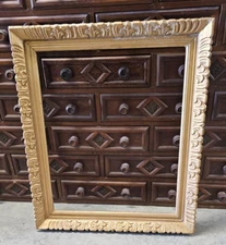 Large Antique Ornate Carved Wood Picture Frame 25" x 29" Gold Collectable