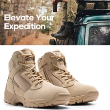 Mens Military Tactical Work Boots Side Zipper Lightweight Combat Boots US Size