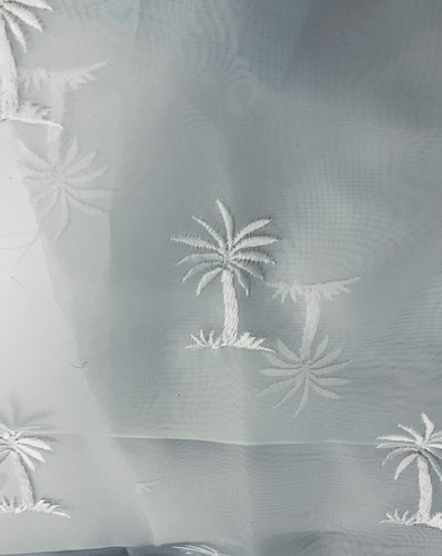 Sheer White on White Palm Trees Embroidered Polyester /Nylon 70" X 84" - Picture 4 of 8