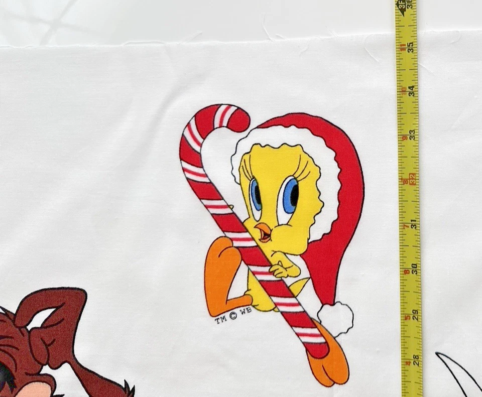 Panel de tela vintage Looney Tunes Navidad vacaciones cortar y coser Foto 3 de 4