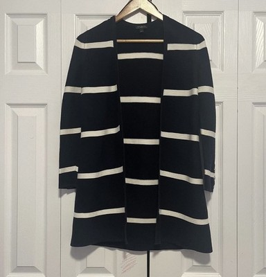 Women s Talbots Petite P Navy White Open Front Cardigan