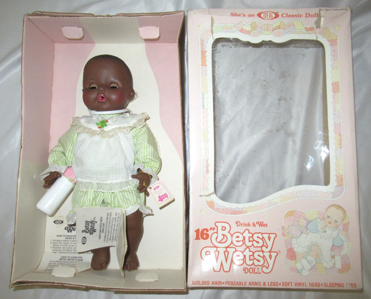 NEW 1983 vtg Ideal Betsy Wetsy Doll African American 16