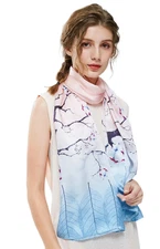 100% Silk mulberry Scarf Women shawl Wrap neckerchief floral pink red blue HD1-1