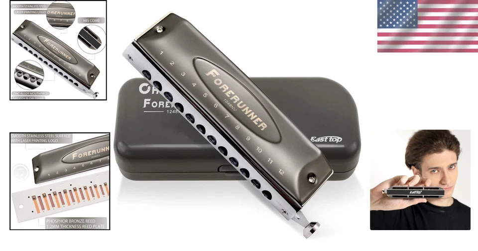 Kit de órgano bucal Chromatic Harmonica C Key 12 agujeros 48 tonos Foto 2 de 4