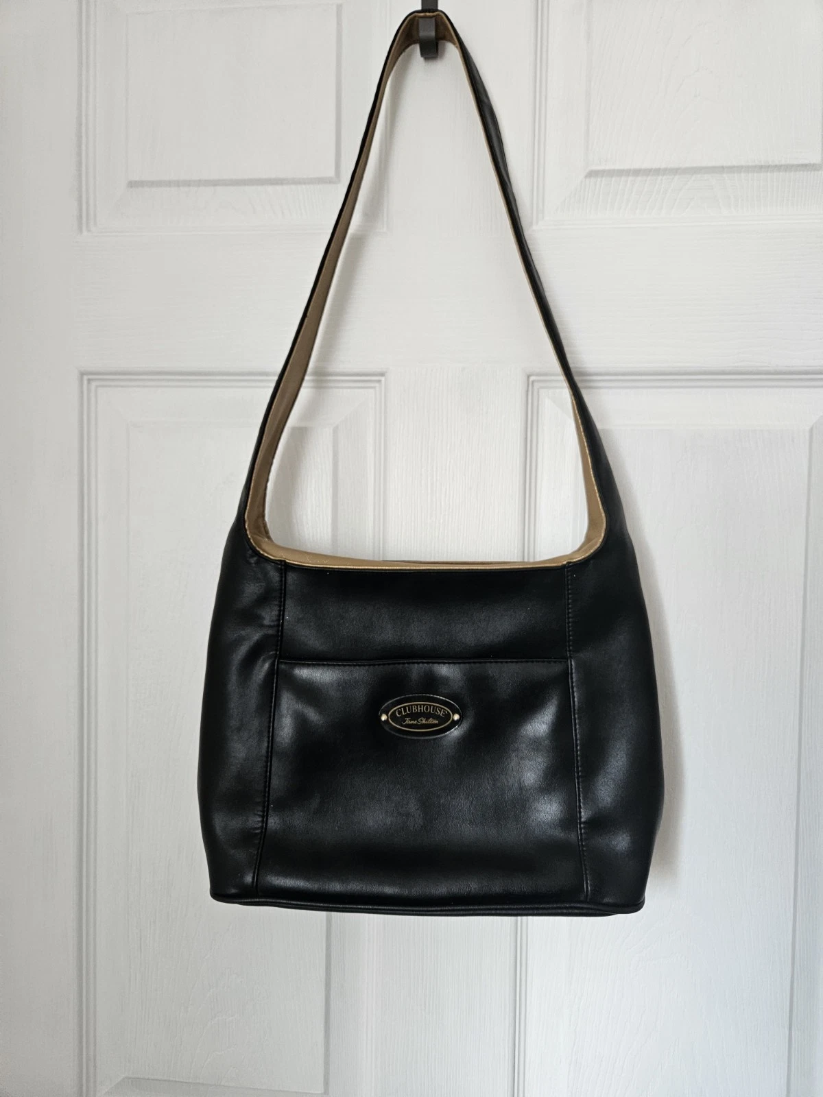 VTG Clubhouse Designed by Jane Shilton Black Leather Shoulder Bag Handbag