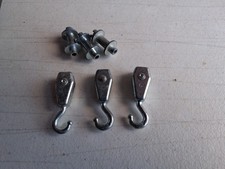 Meccano 3 Zinc Large Crane Hooks 57d & 3 Zinc Winding Drums 372 - VGC