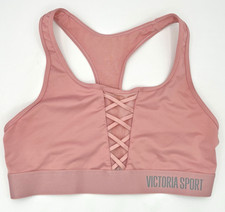 VICTORIA'S SECRET The Player Racerback Sports Bra PINK Size Medium Crisscross