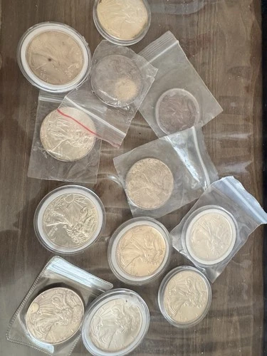 Lot of 12 Silver American Eagle 1 oz. Fine .999 US oz Coins Various Years