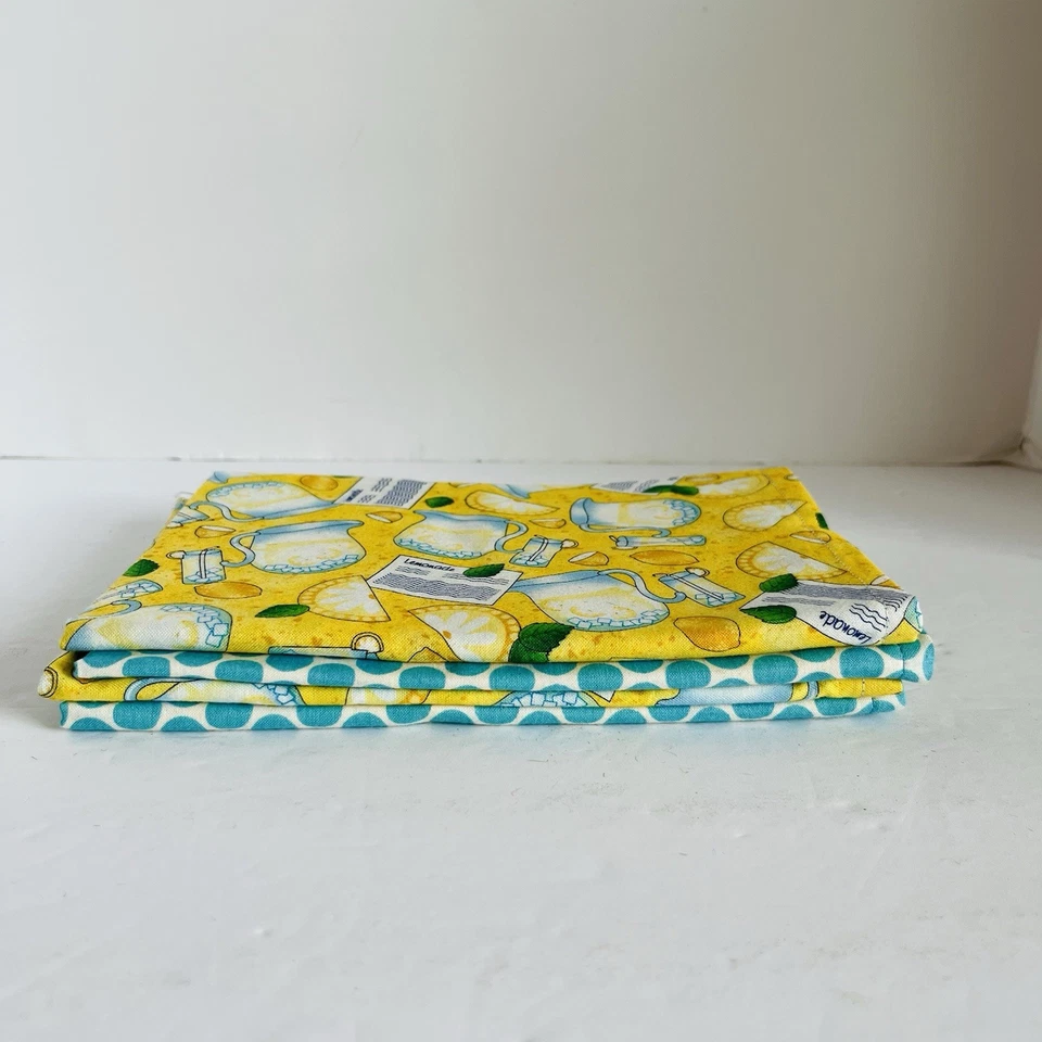 4件套手工100%纯棉双面餐巾柠檬水蓝色圆点 — 第 3/4 张图片