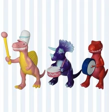 Ankyo Dinosaur Vtg Marching Band 3 Pieces Plastic Toy Figures Birthday