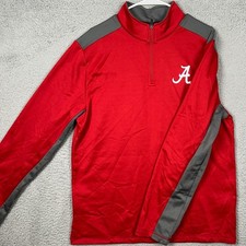 Alabama Crimson Tide Fanatics Men Large Shirt Pullover Red Lined Quarter Zip EUC