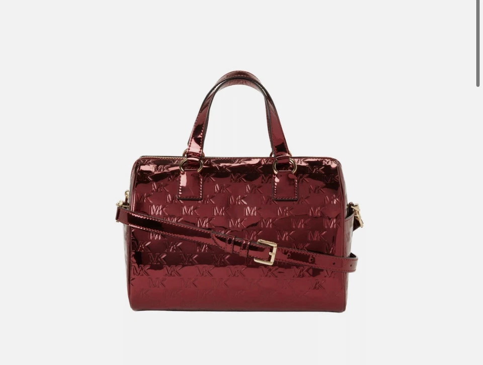 Bolso Cartera Michael Kors Mason Mediano de Lona en Rojo Profundo Foto 3 de 4