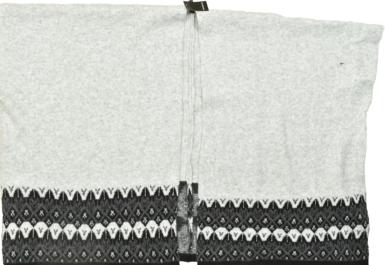 Torrid Fair Isle Ruana Grey Black One Size Oversized Knit Wrap Cardigan NEW