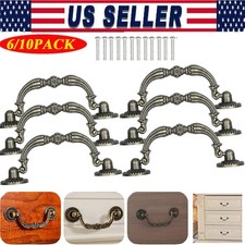 Vintage Drop Bail Dresser Wardrobe Drawer Pull Antique Bronze Cabinet Handle