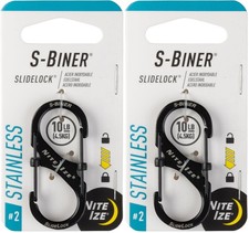 Nite Ize S-Biner SlideLock Stainless Steel Carabiner #2 - Black (2-Pack)