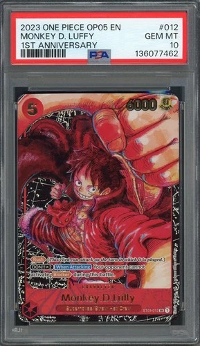 PSA 10 Monkey D. Luffy (Alt Art) 1st Anniversary OP05 ST01-012 EN One Piece B20